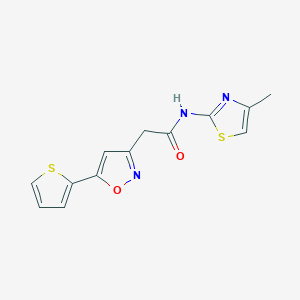 molecular formula C13H11N3O2S2 B2900435 N-(4-methylthiazol-2-yl)-2-(5-(thiophen-2-yl)isoxazol-3-yl)acetamide CAS No. 946317-13-1