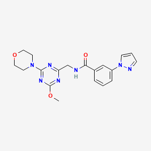 molecular formula C19H21N7O3 B2900440 N-((4-methoxy-6-morpholino-1,3,5-triazin-2-yl)methyl)-3-(1H-pyrazol-1-yl)benzamide CAS No. 2034579-29-6