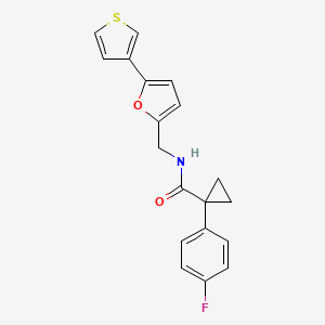 molecular formula C19H16FNO2S B2900457 1-(4-fluorophenyl)-N-((5-(thiophen-3-yl)furan-2-yl)methyl)cyclopropanecarboxamide CAS No. 2034564-59-3