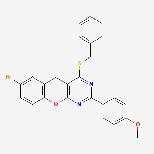 molecular formula C25H19BrN2O2S B2900460 4-(benzylthio)-7-bromo-2-(4-methoxyphenyl)-5H-chromeno[2,3-d]pyrimidine CAS No. 872207-63-1