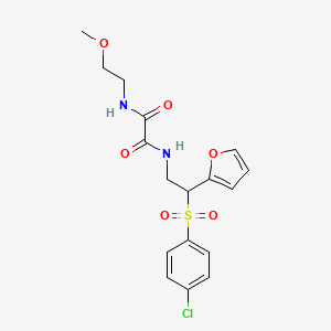 molecular formula C17H19ClN2O6S B2900473 N'-[2-(4-chlorobenzenesulfonyl)-2-(furan-2-yl)ethyl]-N-(2-methoxyethyl)ethanediamide CAS No. 896329-51-4