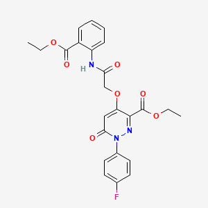 molecular formula C24H22FN3O7 B2900520 ethyl 4-({[2-(ethoxycarbonyl)phenyl]carbamoyl}methoxy)-1-(4-fluorophenyl)-6-oxo-1,6-dihydropyridazine-3-carboxylate CAS No. 899943-14-7
