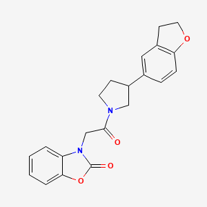 molecular formula C21H20N2O4 B2900524 3-{2-[3-(2,3-Dihydro-1-benzofuran-5-yl)pyrrolidin-1-yl]-2-oxoethyl}-2,3-dihydro-1,3-benzoxazol-2-one CAS No. 2097919-35-0