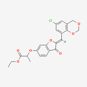 molecular formula C22H19ClO7 B2900546 (Z)-ethyl 2-((2-((6-chloro-4H-benzo[d][1,3]dioxin-8-yl)methylene)-3-oxo-2,3-dihydrobenzofuran-6-yl)oxy)propanoate CAS No. 929477-67-8
