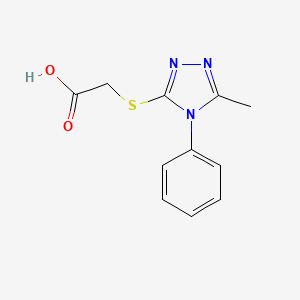 molecular formula C11H11N3O2S B2900558 [(5-methyl-4-phenyl-4H-1,2,4-triazol-3-yl)thio]acetic acid CAS No. 200815-83-4