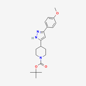 molecular formula C20H27N3O3 B2900588 tert-butyl 4-[5-(4-methoxyphenyl)-1H-pyrazol-3-yl]tetrahydro-1(2H)-pyridinecarboxylate CAS No. 1025768-98-2