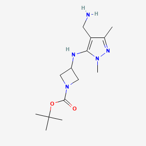 molecular formula C14H25N5O2 B2900599 tert-butyl3-{[4-(aminomethyl)-1,3-dimethyl-1H-pyrazol-5-yl]amino}azetidine-1-carboxylate CAS No. 2416242-91-4