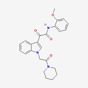 molecular formula C24H25N3O4 B2900601 N-(2-methoxyphenyl)-2-oxo-2-{1-[2-oxo-2-(piperidin-1-yl)ethyl]-1H-indol-3-yl}acetamide CAS No. 872861-98-8