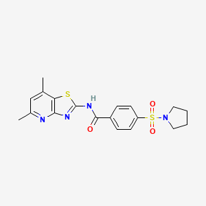 molecular formula C19H20N4O3S2 B2900603 N-(5,7-dimethylthiazolo[4,5-b]pyridin-2-yl)-4-(pyrrolidin-1-ylsulfonyl)benzamide CAS No. 1021045-68-0