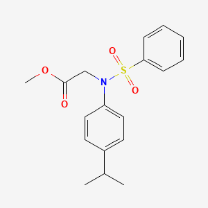 molecular formula C18H21NO4S B2900637 Methyl N-(4-isopropylphenyl)-N-(phenylsulfonyl)glycinate CAS No. 331750-13-1