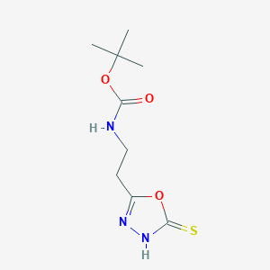 molecular formula C9H15N3O3S B2900640 tert-Butyl [2-(5-mercapto-1,3,4-oxadiazol-2-yl)ethyl]carbamate CAS No. 843619-52-3