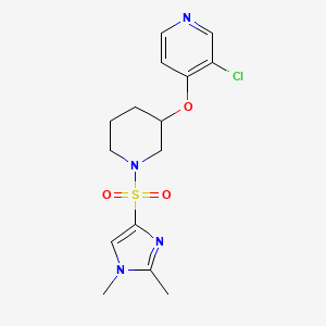 molecular formula C15H19ClN4O3S B2900662 3-chloro-4-((1-((1,2-dimethyl-1H-imidazol-4-yl)sulfonyl)piperidin-3-yl)oxy)pyridine CAS No. 2034278-12-9