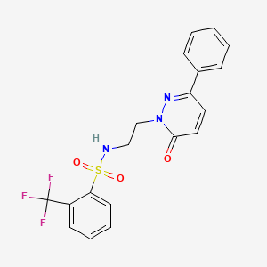 molecular formula C19H16F3N3O3S B2900702 N-(2-(6-oxo-3-phenylpyridazin-1(6H)-yl)ethyl)-2-(trifluoromethyl)benzenesulfonamide CAS No. 921535-02-6