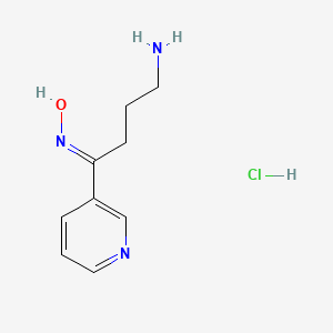 molecular formula C9H14ClN3O B2900743 4-Amino-1-pyridin-3-ylbutan-1-one oxime monohydrochloride CAS No. 374063-99-7
