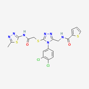 molecular formula C19H15Cl2N7O2S3 B2900750 N-((4-(3,4-dichlorophenyl)-5-((2-((5-methyl-1,3,4-thiadiazol-2-yl)amino)-2-oxoethyl)thio)-4H-1,2,4-triazol-3-yl)methyl)thiophene-2-carboxamide CAS No. 317328-73-7