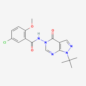 molecular formula C17H18ClN5O3 B2900772 N-(1-(tert-butyl)-4-oxo-1H-pyrazolo[3,4-d]pyrimidin-5(4H)-yl)-5-chloro-2-methoxybenzamide CAS No. 899945-28-9