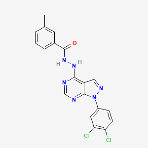 molecular formula C19H14Cl2N6O B2900793 N'-[1-(3,4-dichlorophenyl)-1H-pyrazolo[3,4-d]pyrimidin-4-yl]-3-methylbenzohydrazide CAS No. 881073-93-4
