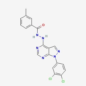 molecular formula C19H14Cl2N6O B2900793 N'-[1-(3,4-dichlorophenyl)pyrazolo[3,4-d]pyrimidin-4-yl]-3-methylbenzohydrazide CAS No. 881073-93-4