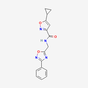 5-cyclopropyl-N-((3-phenyl-1,2,4-oxadiazol-5-yl)methyl)isoxazole-3-carboxamide