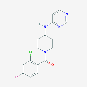 molecular formula C16H16ClFN4O B2900822 N-[1-(2-chloro-4-fluorobenzoyl)piperidin-4-yl]pyrimidin-4-amine CAS No. 2415585-56-5