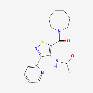 molecular formula C17H20N4O2S B2900831 N-[5-(azepane-1-carbonyl)-3-(pyridin-2-yl)-1,2-thiazol-4-yl]acetamide CAS No. 1251600-22-2