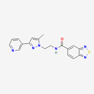 molecular formula C18H16N6OS B2900837 N-(2-(5-methyl-3-(pyridin-3-yl)-1H-pyrazol-1-yl)ethyl)benzo[c][1,2,5]thiadiazole-5-carboxamide CAS No. 2034374-90-6