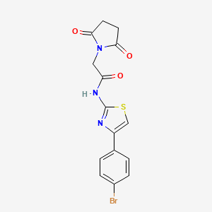 molecular formula C15H12BrN3O3S B2900858 N-[4-(4-bromophenyl)-1,3-thiazol-2-yl]-2-(2,5-dioxopyrrolidin-1-yl)acetamide CAS No. 361167-70-6