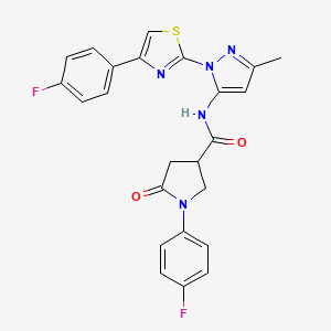 B2900870 1-(4-fluorophenyl)-N-(1-(4-(4-fluorophenyl)thiazol-2-yl)-3-methyl-1H-pyrazol-5-yl)-5-oxopyrrolidine-3-carboxamide CAS No. 1019104-57-4
