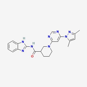 molecular formula C22H24N8O B2900877 N-(1H-1,3-benzodiazol-2-yl)-1-[6-(3,5-dimethyl-1H-pyrazol-1-yl)pyrimidin-4-yl]piperidine-3-carboxamide CAS No. 1334375-82-4