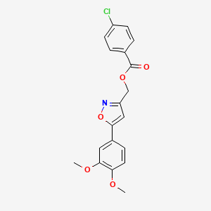 B2900890 (5-(3,4-Dimethoxyphenyl)isoxazol-3-yl)methyl 4-chlorobenzoate CAS No. 953177-62-3