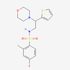 molecular formula C17H21FN2O3S2 B2900922 4-fluoro-2-methyl-N-(2-morpholino-2-(thiophen-2-yl)ethyl)benzenesulfonamide CAS No. 899955-51-2
