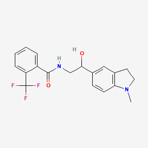 molecular formula C19H19F3N2O2 B2900932 N-(2-hydroxy-2-(1-methylindolin-5-yl)ethyl)-2-(trifluoromethyl)benzamide CAS No. 1706136-15-3