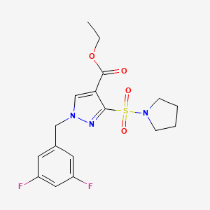 molecular formula C17H19F2N3O4S B2900933 ethyl 1-(3,5-difluorobenzyl)-3-(pyrrolidin-1-ylsulfonyl)-1H-pyrazole-4-carboxylate CAS No. 1251697-94-5