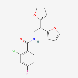 molecular formula C17H13ClFNO3 B2900939 N-[2,2-bis(furan-2-yl)ethyl]-2-chloro-4-fluorobenzamide CAS No. 2309343-96-0