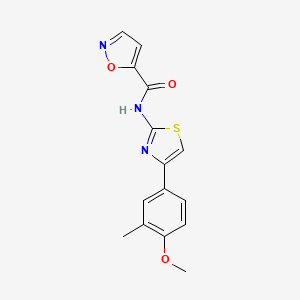 molecular formula C15H13N3O3S B2900942 N-(4-(4-methoxy-3-methylphenyl)thiazol-2-yl)isoxazole-5-carboxamide CAS No. 919759-14-1