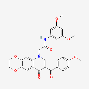 N-(3,5-dimethoxyphenyl)-2-[8-(4-methoxybenzoyl)-9-oxo-2,3-dihydro-[1,4]dioxino[2,3-g]quinolin-6-yl]acetamide