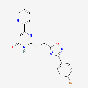 2-(((3-(4-bromophenyl)-1,2,4-oxadiazol-5-yl)methyl)thio)-6-(pyridin-2-yl)pyrimidin-4(3H)-one