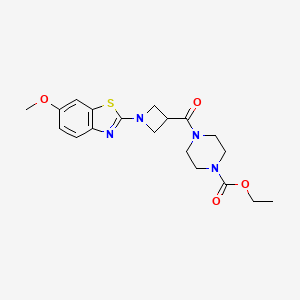 molecular formula C19H24N4O4S B2900994 ethyl 4-[1-(6-methoxy-1,3-benzothiazol-2-yl)azetidine-3-carbonyl]piperazine-1-carboxylate CAS No. 1286705-76-7