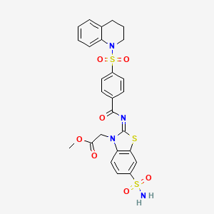 (Z)-methyl 2-(2-((4-((3,4-dihydroquinolin-1(2H)-yl)sulfonyl)benzoyl)imino)-6-sulfamoylbenzo[d]thiazol-3(2H)-yl)acetate