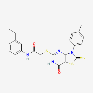 N-(3-ethylphenyl)-2-((7-oxo-2-thioxo-3-(p-tolyl)-2,3,6,7-tetrahydrothiazolo[4,5-d]pyrimidin-5-yl)thio)acetamide