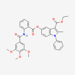 molecular formula C35H32N2O8 B2901015 ethyl 2-methyl-1-phenyl-5-((2-(3,4,5-trimethoxybenzamido)benzoyl)oxy)-1H-indole-3-carboxylate CAS No. 392320-01-3