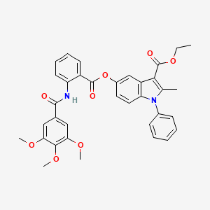 ethyl 2-methyl-1-phenyl-5-((2-(3,4,5-trimethoxybenzamido)benzoyl)oxy)-1H-indole-3-carboxylate