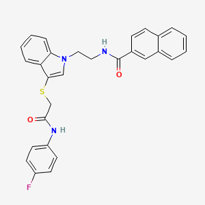 N-[2-[3-[2-(4-fluoroanilino)-2-oxoethyl]sulfanylindol-1-yl]ethyl]naphthalene-2-carboxamide