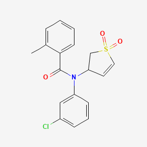 molecular formula C18H16ClNO3S B2901025 N-(3-chlorophenyl)-N-(1,1-dioxido-2,3-dihydrothiophen-3-yl)-2-methylbenzamide CAS No. 863007-61-8