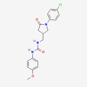 molecular formula C19H20ClN3O3 B2901047 1-((1-(4-Chlorophenyl)-5-oxopyrrolidin-3-yl)methyl)-3-(4-methoxyphenyl)urea CAS No. 955237-74-8
