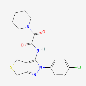 molecular formula C18H19ClN4O2S B2901052 N-[2-(4-chlorophenyl)-4,6-dihydrothieno[3,4-c]pyrazol-3-yl]-2-oxo-2-piperidin-1-ylacetamide CAS No. 900010-50-6