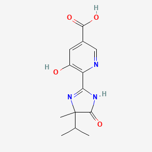 molecular formula C13H15N3O4 B2901064 5-Hydroxy-6-(4-isopropyl-4-methyl-5-oxo-imidazolin-2-yl) nicotinic acid CAS No. 2567504-97-4