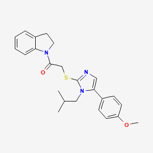 molecular formula C24H27N3O2S B2901066 1-(indolin-1-yl)-2-((1-isobutyl-5-(4-methoxyphenyl)-1H-imidazol-2-yl)thio)ethanone CAS No. 1207056-29-8