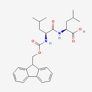 molecular formula C27H34N2O5 B2901072 (S)-2-((S)-2-((((9H-Fluoren-9-yl)methoxy)carbonyl)amino)-4-methylpentanamido)-4-methylpentanoic acid CAS No. 88743-98-0