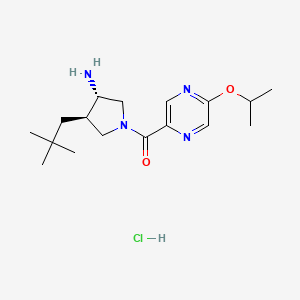 molecular formula C17H29ClN4O2 B2901077 [(3S,4R)-3-Amino-4-(2,2-dimethylpropyl)pyrrolidin-1-yl]-(5-propan-2-yloxypyrazin-2-yl)methanone;hydrochloride CAS No. 2418597-01-8